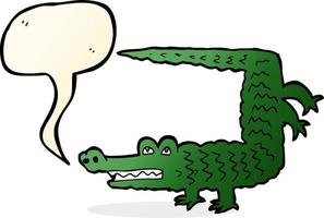 crocodile de dessin animé avec bulle de dialogue vecteur