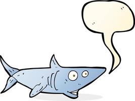 requin heureux de dessin animé avec bulle de dialogue vecteur