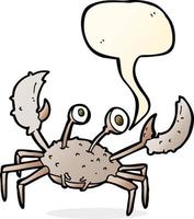 crabe de dessin animé avec bulle de dialogue vecteur