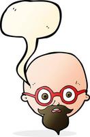 dessin animé homme choqué avec barbe avec bulle de dialogue vecteur