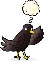 dessin animé agitant oiseau avec bulle de pensée vecteur