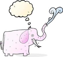 dessin animé heureux éléphant avec bulle de pensée vecteur