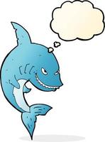 requin drôle de bande dessinée avec bulle de pensée vecteur