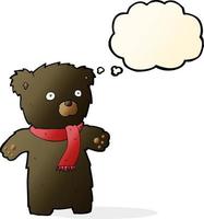 dessin animé mignon ours noir avec bulle de pensée vecteur