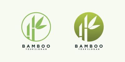 création de logo en bambou et feuille avec vecteur premium de concept créatif