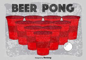 Affiche rétro vectorielle du jeu de pong de bière