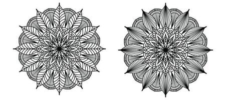 fond de conception de mandala ornemental de luxe, conception de mandala, conception de fond d'écran d'art de livre de coloriage de modèle de mandala, modèle de tuile, carte de voeux, conception de mandala d'ensemble, noir, conception de mandala vecteur