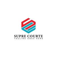 lettre initiale abstraite logo sc ou cs en couleur bleu-rouge isolé sur fond blanc appliqué pour le logo du cabinet d'avocats immobilier également adapté aux marques ou sociétés ayant le nom initial cs ou sc. vecteur