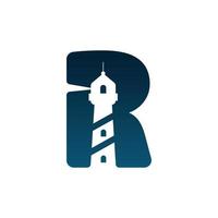 lettre r phare logo image vectorielle. vecteur