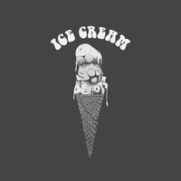 illustration de crème glacée noir et blanc vecteur