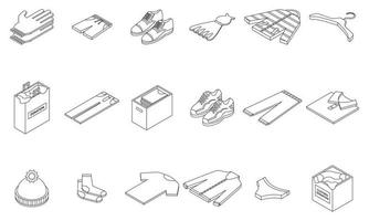 don de vêtements icônes définies contour vectoriel