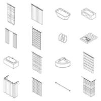 rideau de douche, icônes, ensemble, vecteur, contour vecteur