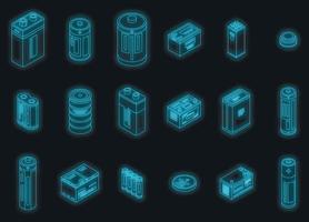 batterie, icônes, ensemble, vecteur, néon vecteur