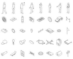 icônes d'excursion définies contour vectoriel