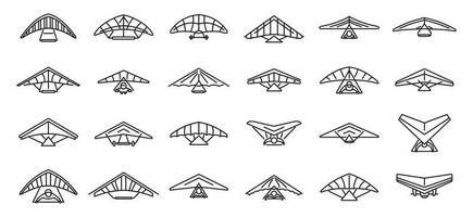 deltaplane icônes définies vecteur de contour. activité sportive