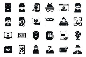 icônes anonymes définies vecteur simple. humain caché