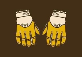 gants de moto illustration d'art rétro vintage vecteur