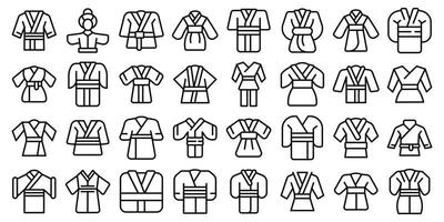 les icônes de kimono définissent le vecteur de contour. asiatique japonais