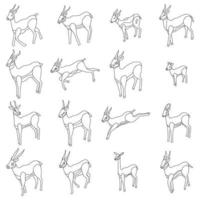 icônes de gazelle définies contour vectoriel