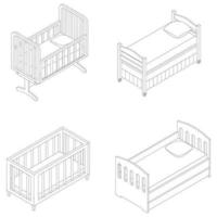 contour vectoriel de l'ensemble d'icônes de berceau