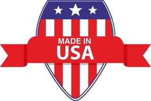 made in usa sign.shield coche couleur du drapeau américain.flat vector.sticker icône emblem.isolated sur fond blanc. vecteur