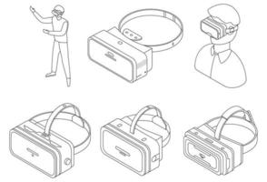 lunettes de jeu icônes définies contour vectoriel