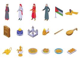 jordan icons set vecteur isométrique. drapeau carte