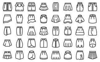 icônes de jupe définissent le vecteur de contour. tenue vestimentaire
