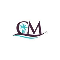 lettre cm logo d'entreprise de vacances à la plage vecteur