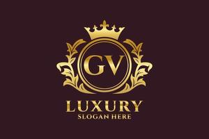 modèle initial de logo de luxe royal de lettre gv dans l'art vectoriel pour des projets de marque luxueux et d'autres illustrations vectorielles.