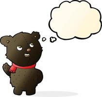 dessin animé mignon ourson noir avec bulle de pensée vecteur