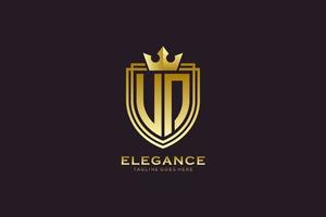 logo monogramme de luxe initial un élégant ou modèle de badge avec volutes et couronne royale - parfait pour les projets de marque de luxe vecteur