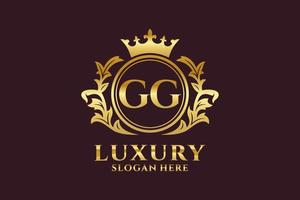 modèle initial de logo de luxe royal de lettre gg dans l'art vectoriel pour des projets de marque luxueux et d'autres illustrations vectorielles.