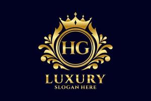 modèle de logo de luxe royal de lettre hg initiale dans l'art vectoriel pour des projets de marque luxueux et d'autres illustrations vectorielles.