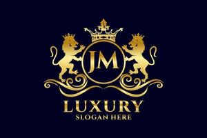 modèle initial de logo de luxe jm lettre lion royal dans l'art vectoriel pour les projets de marque de luxe et autres illustrations vectorielles.