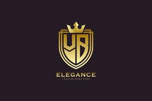 logo monogramme de luxe élégant initial vb ou modèle de badge avec volutes et couronne royale - parfait pour les projets de marque de luxe vecteur