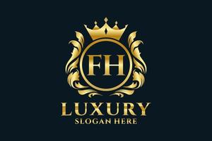 modèle initial de logo de luxe royal de lettre fh dans l'art vectoriel pour des projets de marque luxueux et d'autres illustrations vectorielles.