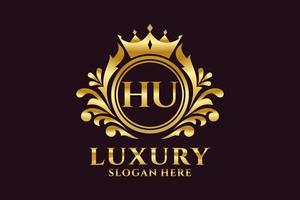 modèle initial de logo de luxe royal de lettre hu dans l'art vectoriel pour des projets de marque luxueux et d'autres illustrations vectorielles.