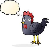 poulet de dessin animé avec bulle de pensée vecteur