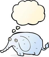 dessin animé triste petit éléphant avec bulle de pensée vecteur