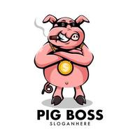 cochon patron dessin animé mascotte logo design illustration vecteur