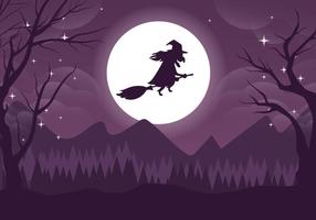 Spooky Witch Halloweeen Illustration Vecteur