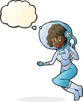 femme de l'espace dessin animé avec bulle de pensée vecteur