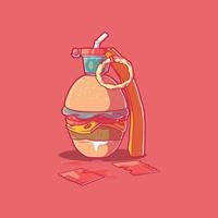 grenade en forme d'illustration vectorielle de hamburger. restauration rapide, concept de conception de santé. vecteur