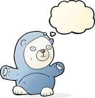 ours polaire dessin animé mignon avec bulle de pensée vecteur