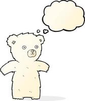 ours polaire dessin animé mignon avec bulle de pensée vecteur