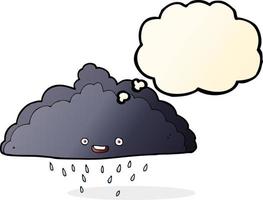 nuage de pluie de dessin animé avec bulle de pensée vecteur