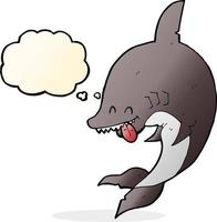 requin drôle de bande dessinée avec bulle de pensée vecteur