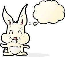 lapin de dessin animé avec bulle de pensée vecteur