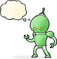 robot extraterrestre de dessin animé avec bulle de pensée vecteur
